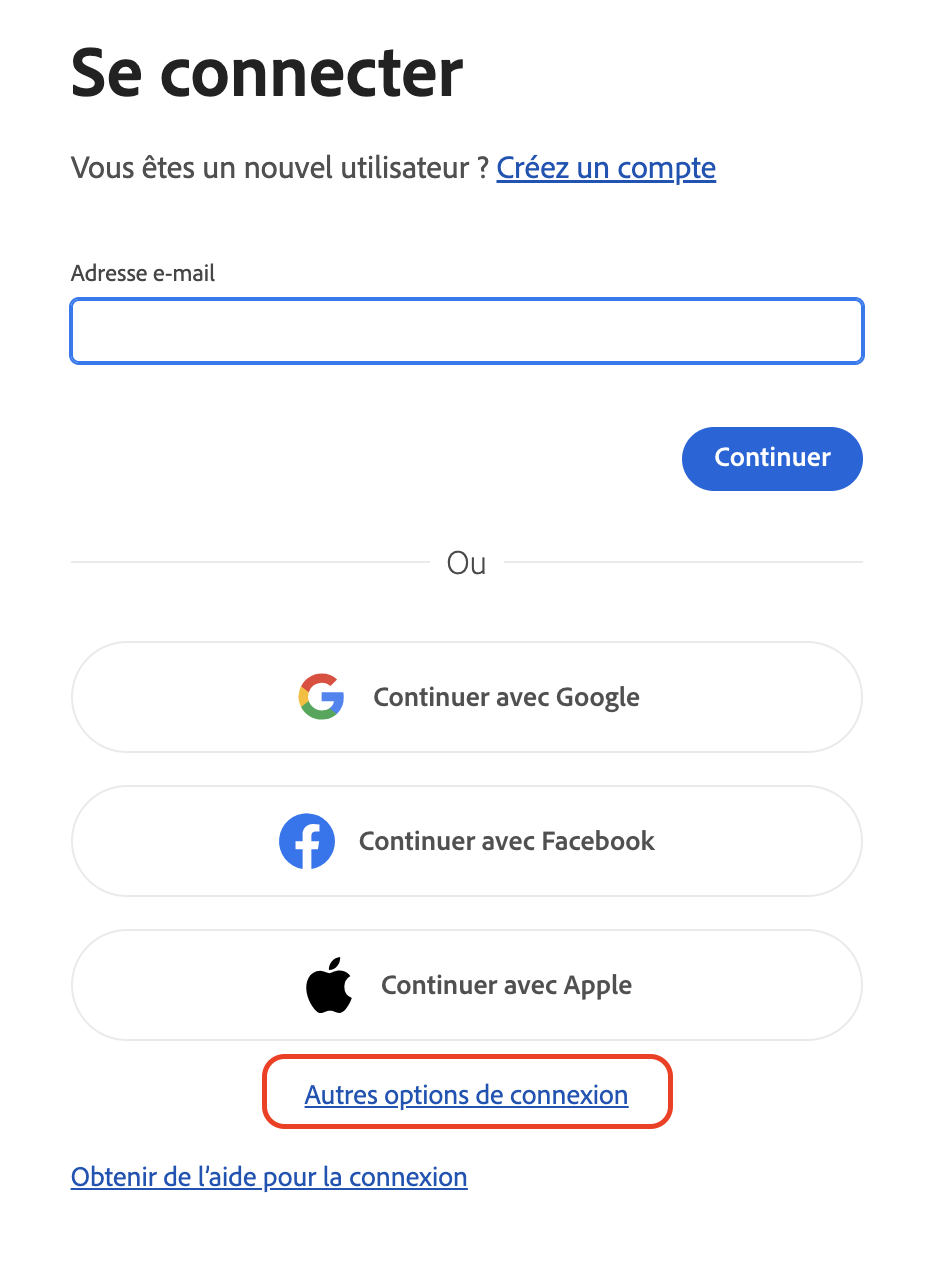 Étape 1 - Autres options de connexion